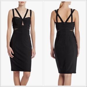 Xscape Illusion Inset Strappy Little Black Dress Cocktail Sheath Size 4